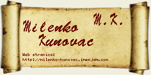 Milenko Kunovac vizit kartica